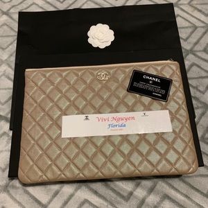 Chanel large 19s beige pouch